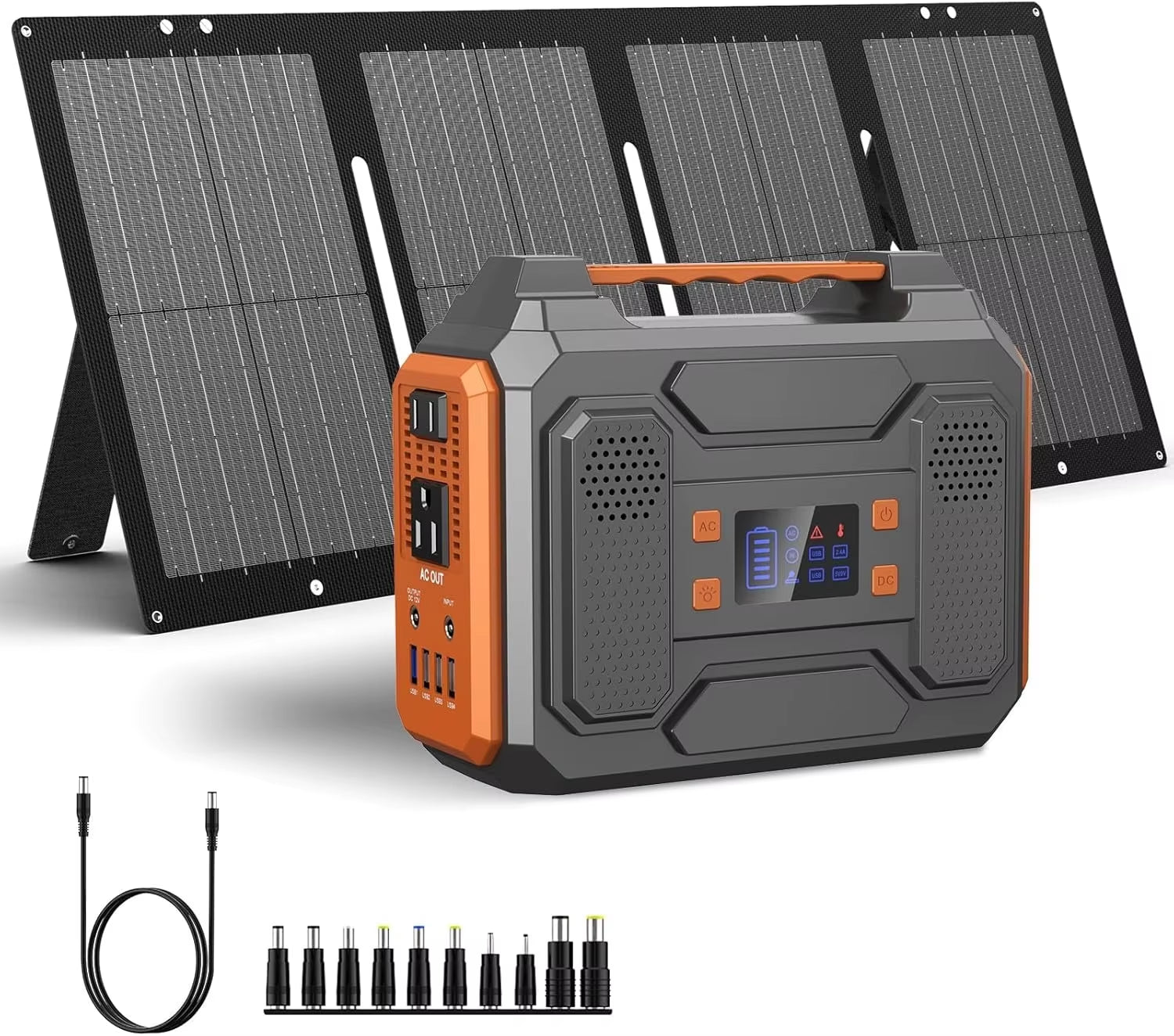 Portable Solar Generator, 300W Portable Power Station with Foldable 60W Solar Panel, 110V Pure Sine Wave 280Wh
