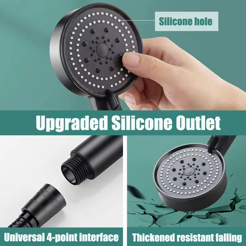 High Pressure Handheld Shower Head 5 Modes Adjustable Shower Heads Water Saving Spa Shower Head Sprayer Bathroom Accessory