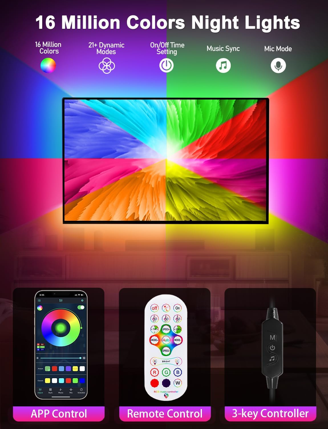 TV Led Lights, 16.4Ft Led Lights for TV 55-70 Inch, Led TV Backlight TV Lights T