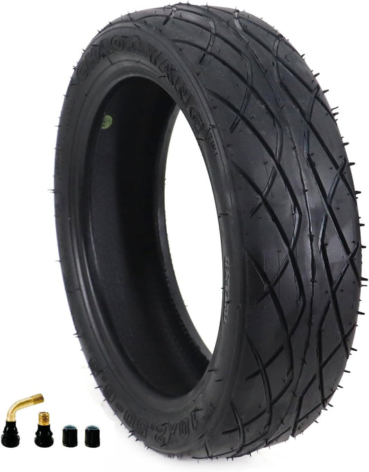 10X2.50-6.5 Tubeless Scooter Tire with Tire Air Valve for 10 Inch Foldable Smart Portable Electric Scooter Wheel Tire Replacement Parts