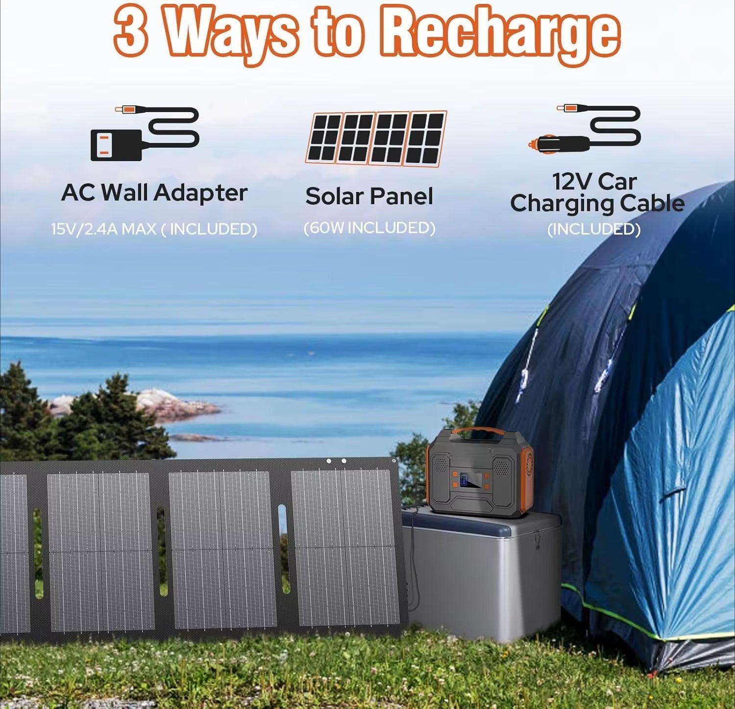 Portable Solar Generator, 300W Portable Power Station with Foldable 60W Solar Panel, 110V Pure Sine Wave 280Wh