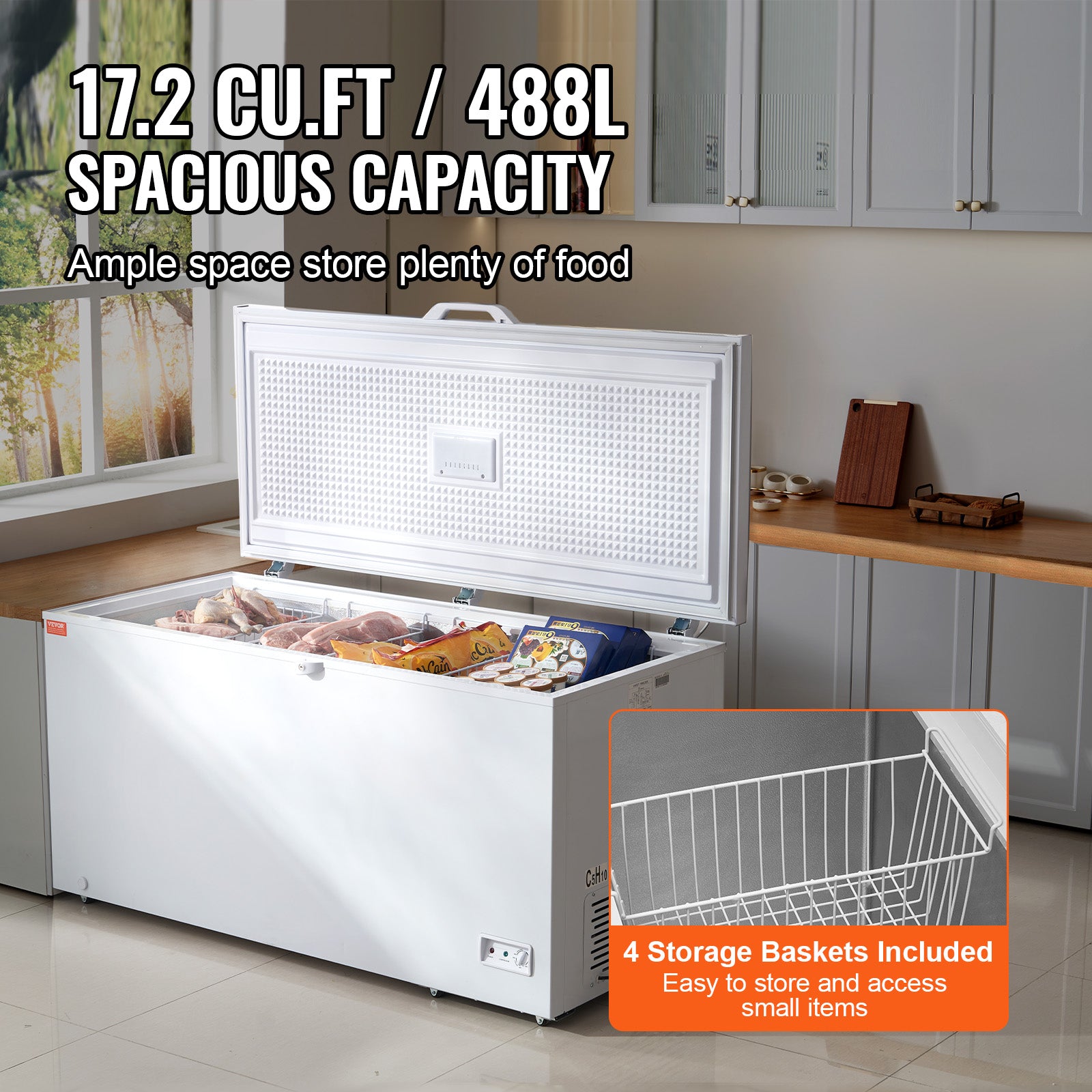2.22-19.8 Cu.Ft Chest Freezer Deep Freezer Chest Fridge Digital Display W/Basket