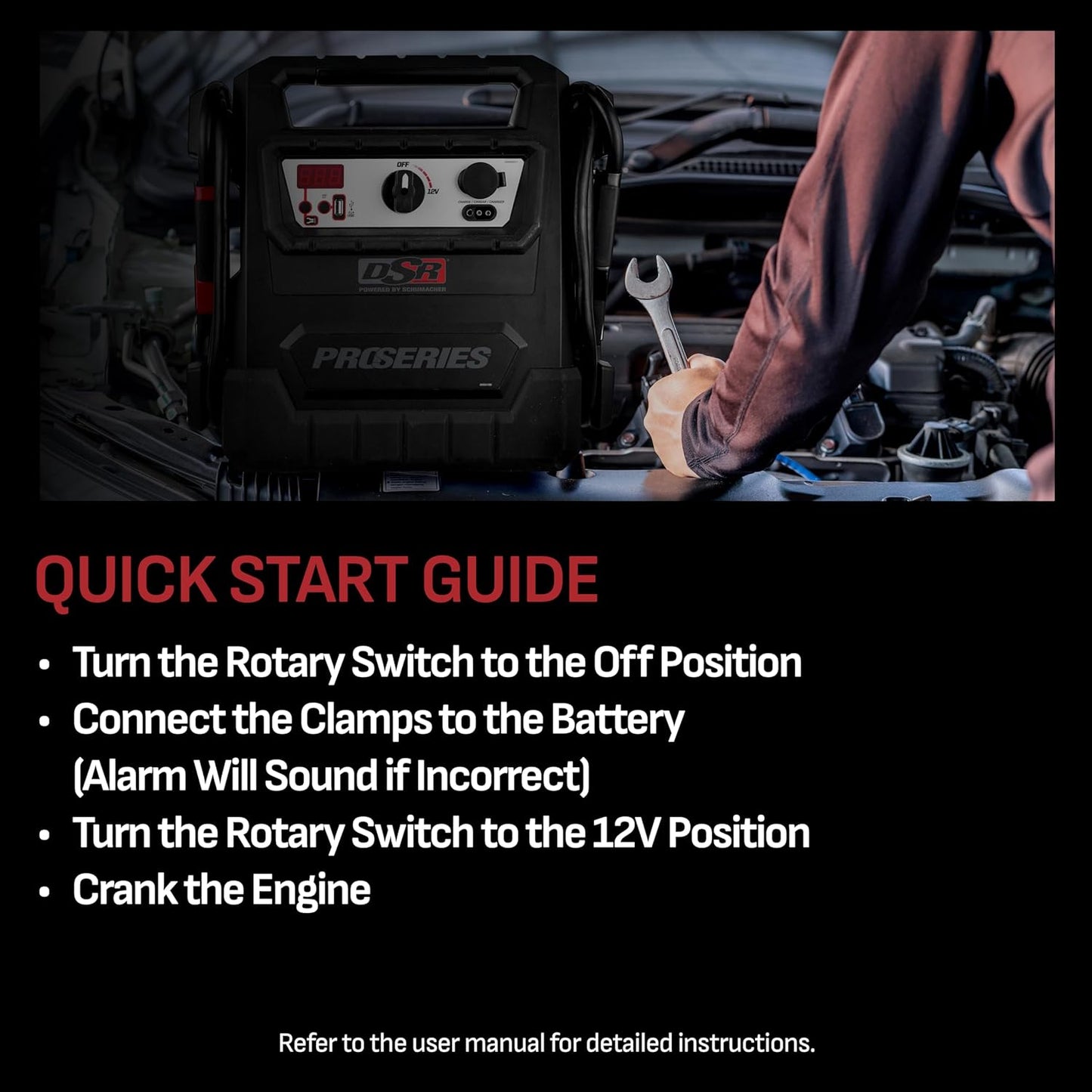 DSR Proseries Car Battery Jump Starter, Maintainer & Portable Power Station - 12V 4000 Peak Amps & 700 Cranking Amps - with DC & USB Charging Ports - DSR159