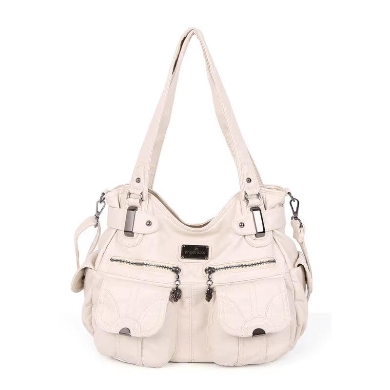 Summer Women Handbag Multifunctional Washed Leather Luxury Handbags Women Bag Designer Female Shoulder Messenger Bag Mother Bags