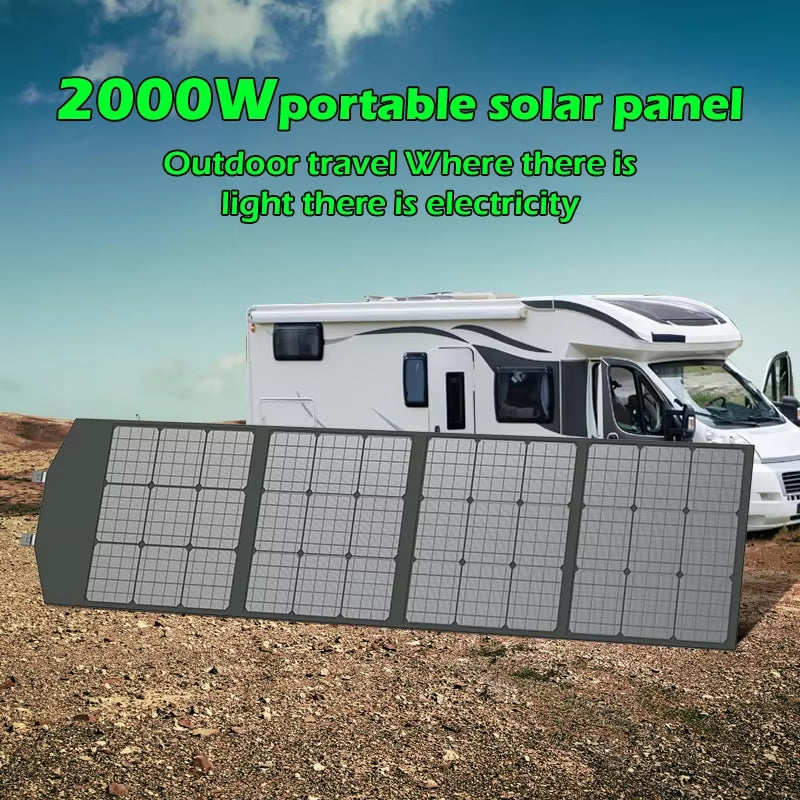 Flexible Foldable Solar Panel High Efficience Travel & Phone & Boat Portable 12V 2000W 1500W 1000W 500W Solar Panel Kit