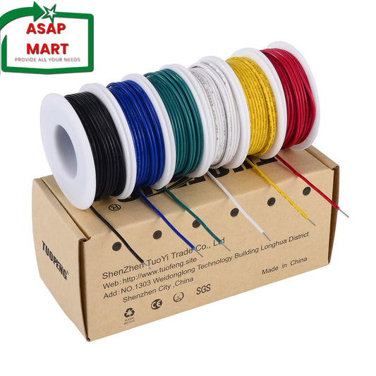 22 Awg Wire Solid Core Hookup Wires-6 Different Colored Breadboard Wires 30Ft Or