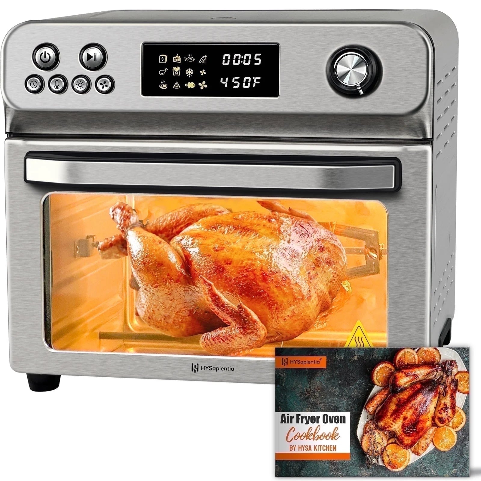 26QT Air Fryer Oven with Rotisserie 1800W Toaster Oven Air Fryer Combo, 10 in 1 Convection Oven Countertop, Airfryer Toaster Oven, Mini Toaster Oven,Easy to Clean