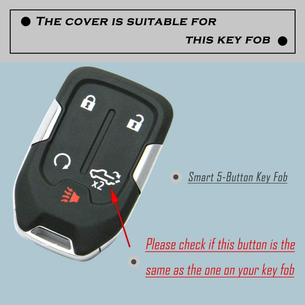2PCS Silicone Smart Key Fob Case Cover for 2023 2022 2021 2020 2019 Chevy Silverado and GMC Sierra 1500 2500HD 3500HD, Remote Protector Accessories Holder(Key Ring,Black and Black)