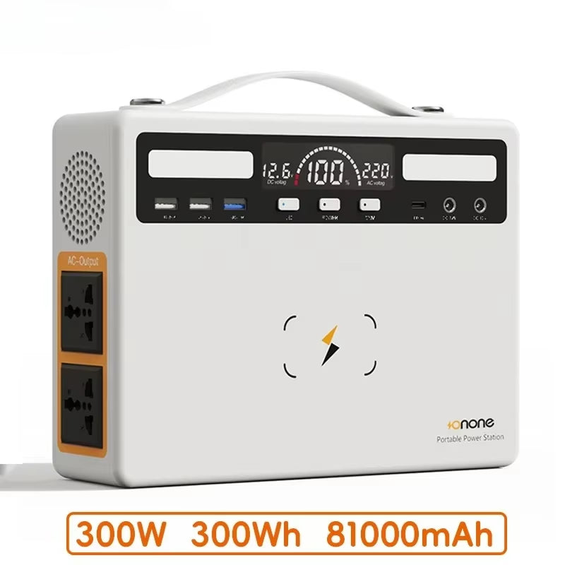 300W 81000Mah Portable Power Station220V Solar Generator USB DC Wireless Mobile External Spare Battery for Outdoor Camping RV