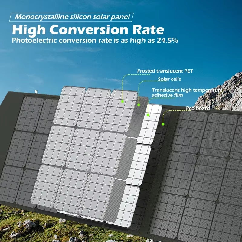 Flexible Foldable Solar Panel High Efficience Travel & Phone & Boat Portable 12V 2000W 1500W 1000W 500W Solar Panel Kit