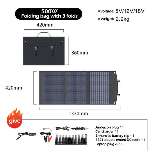 Flexible Foldable Solar Panel High Efficience Travel & Phone & Boat Portable 12V 2000W 1500W 1000W 500W Solar Panel Kit