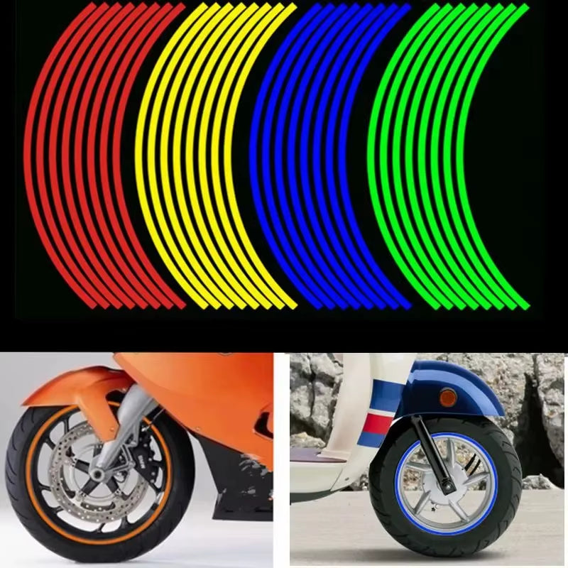 1Set of 16Pcs Wheel Sticker Reflective Rim Stripe Tape Bike Motorcycle Stickers for Honda for Kawasaki Z750 Z800 for YAMAHA MT07
