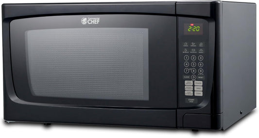 1.6 Cubic Foot Microwave with 10 Power Levels, Small Microwave with Push Button, 1000 Watt Microwave with Digital Control Panels, Countertop Microwave with Timer, Black