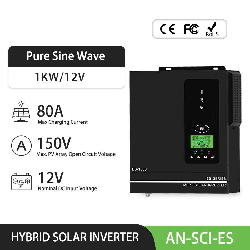 3000W 1600W 1500W 1000W Hybrid Inverter 24V 12V Buil in 80A MPPT off Grid Solar Inverters MAX PV 400Vdc 150Vdc