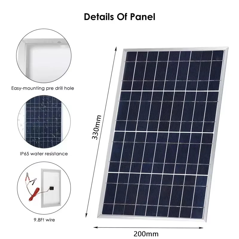 300W 12V Solar Panel Kit Complete Polycrystalline USB Power Portable Outdoor Rechargeable Solar Cell Solar Generator for Home