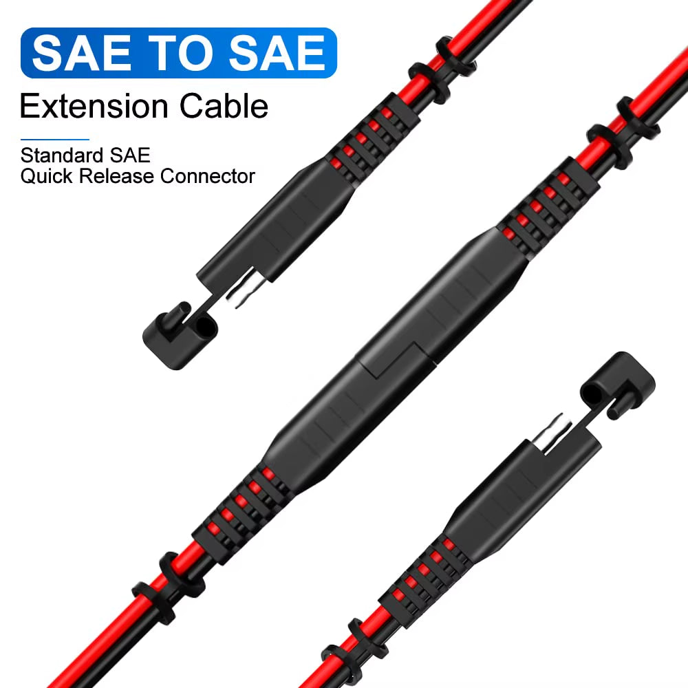 14AWG SAE to SAE Extension Cable SAE Power Connector for Car RV Motorcycle Solar Panel SAE Plug Battery Charging Cable