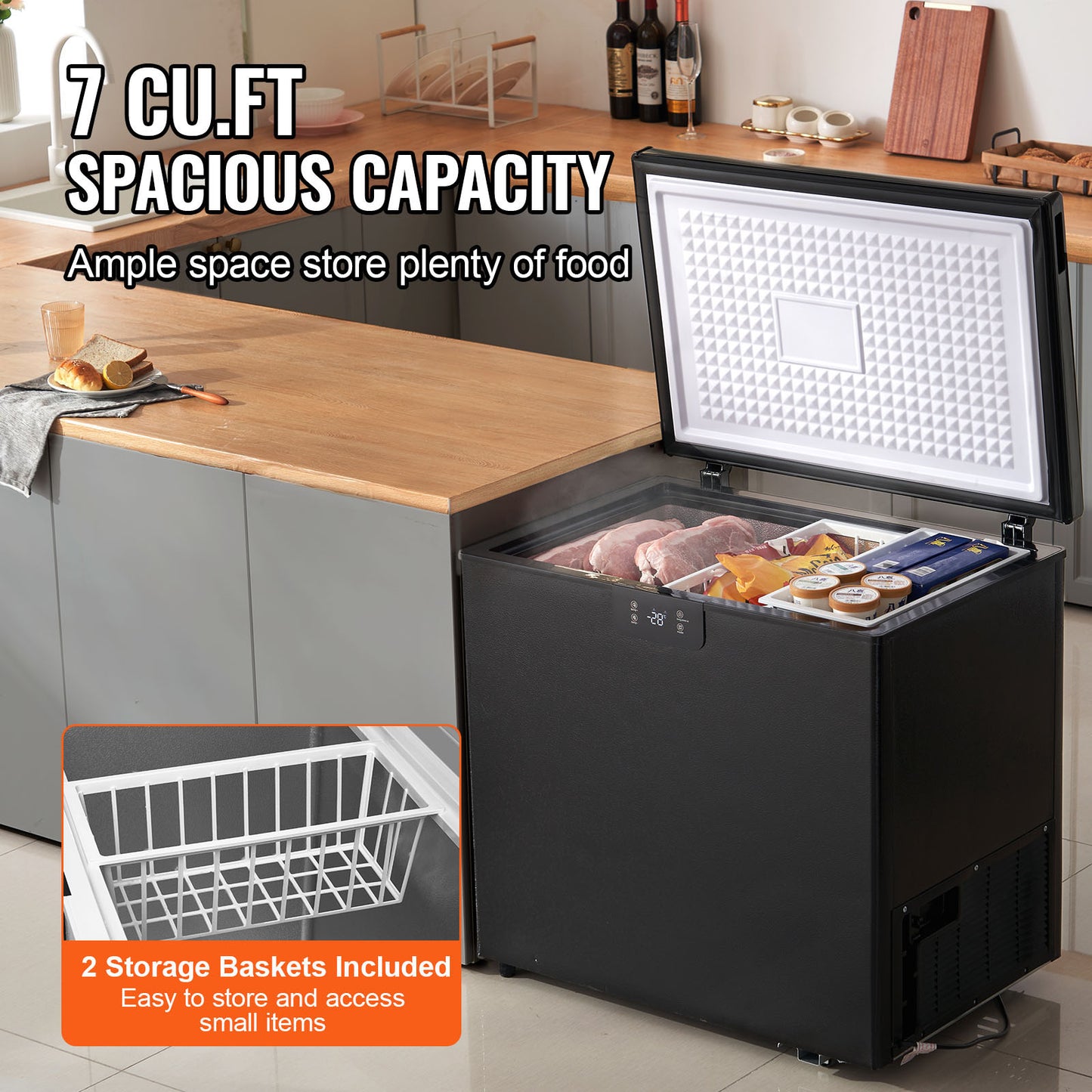 2.22-19.8 Cu.Ft Chest Freezer Deep Freezer Chest Fridge Digital Display W/Basket