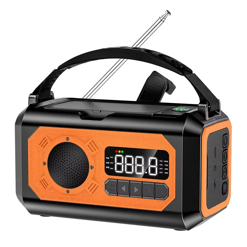 12000Mah AM/FM/NOAA Weather Radio with 2 Solar Panels Solar Hand Crank Portable Emergency Radio Reading Lamp for Outdoor Camping