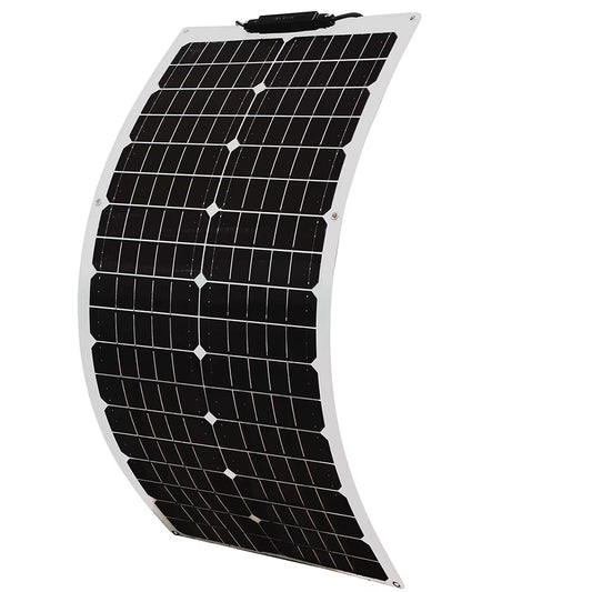 Flexible Solar Panel 50 Watt 12 Volt Monocrystalline Semi-Flexible Bendable 50W 100W Off-Grid Charger Marine RV Cabin Van Car