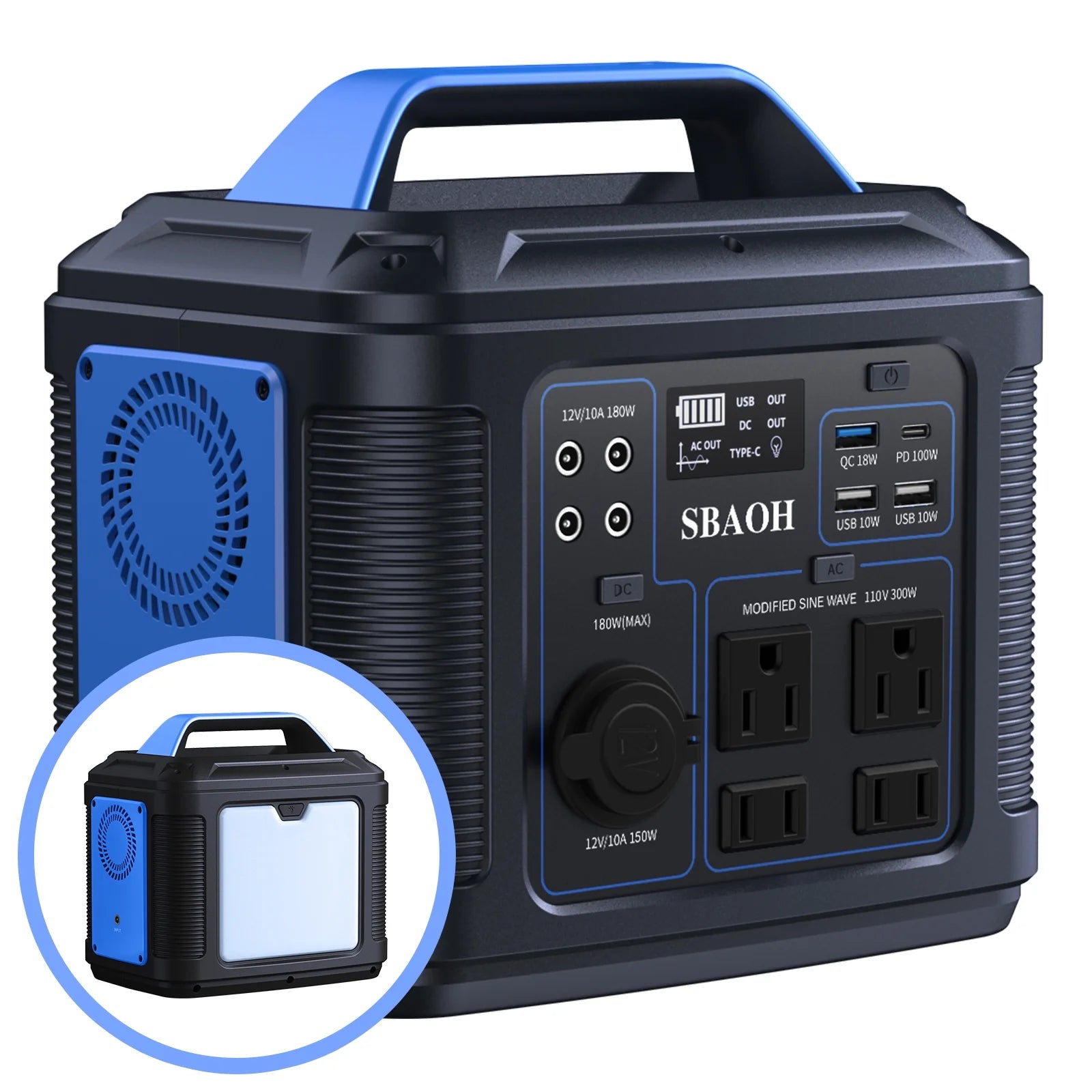 Portable Power Station, 300W 296Wh Solar Generator 80000Mah Lithium Battery Solar Power Banks Generator Power Source for Camping