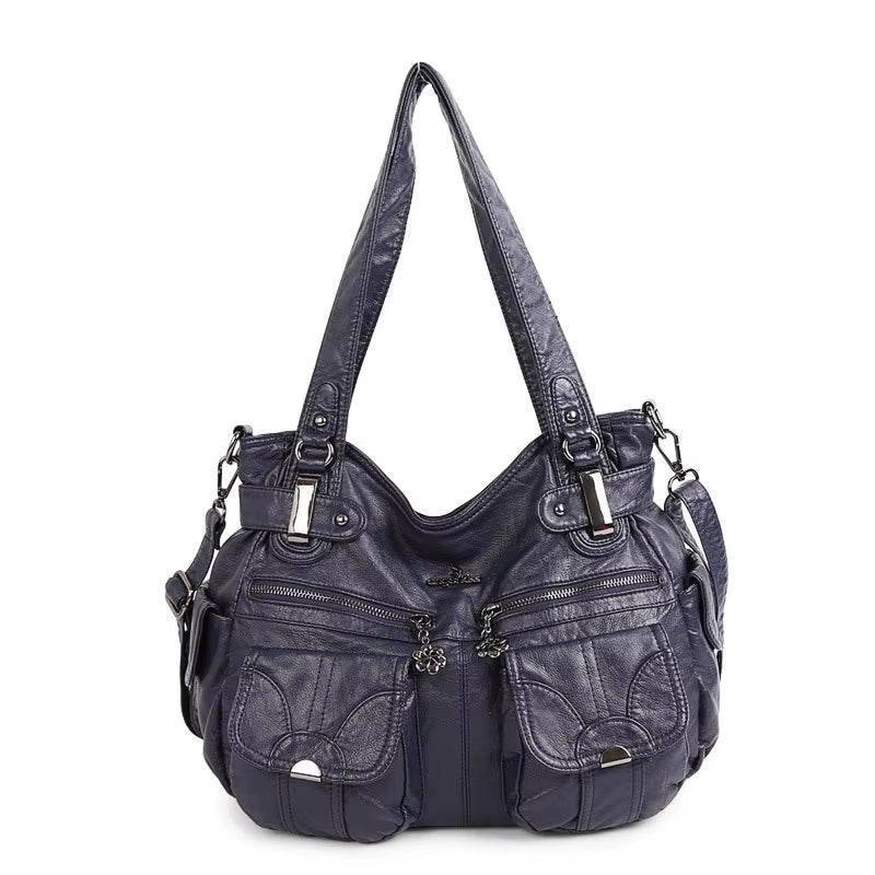 Summer Women Handbag Multifunctional Washed Leather Luxury Handbags Women Bag Designer Female Shoulder Messenger Bag Mother Bags