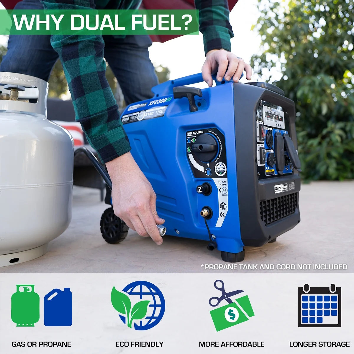 Xp2300Ih 2,300 Watt Portable Dual Fuel Inverter Generator - Quiet, Low THD