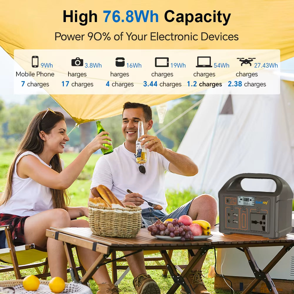 100W Portable Power Station 76.8Wh Lifepo4 Solar Generator 110V 220V Power Station Solar Power Bank for Outdoor Camping