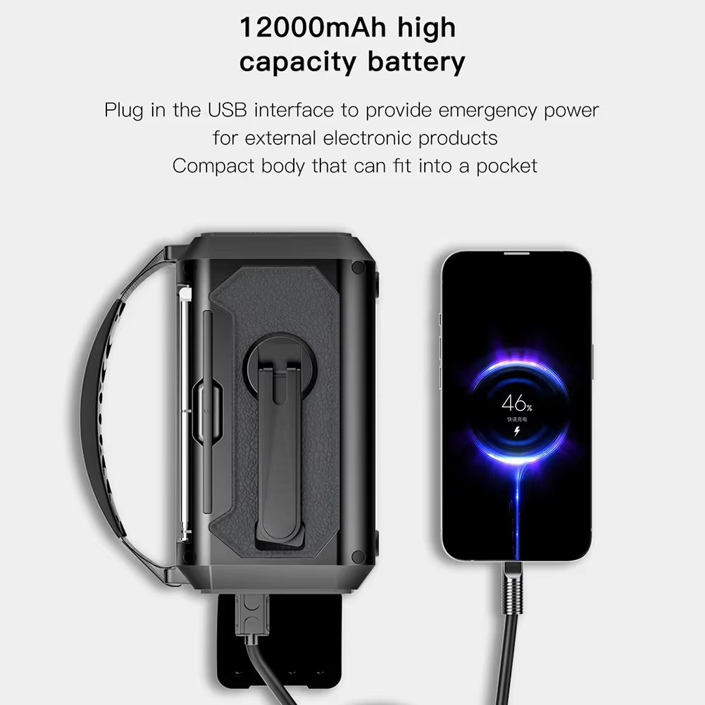 12000Mah AM/FM/NOAA Weather Radio with 2 Solar Panels Solar Hand Crank Portable Emergency Radio Reading Lamp for Outdoor Camping