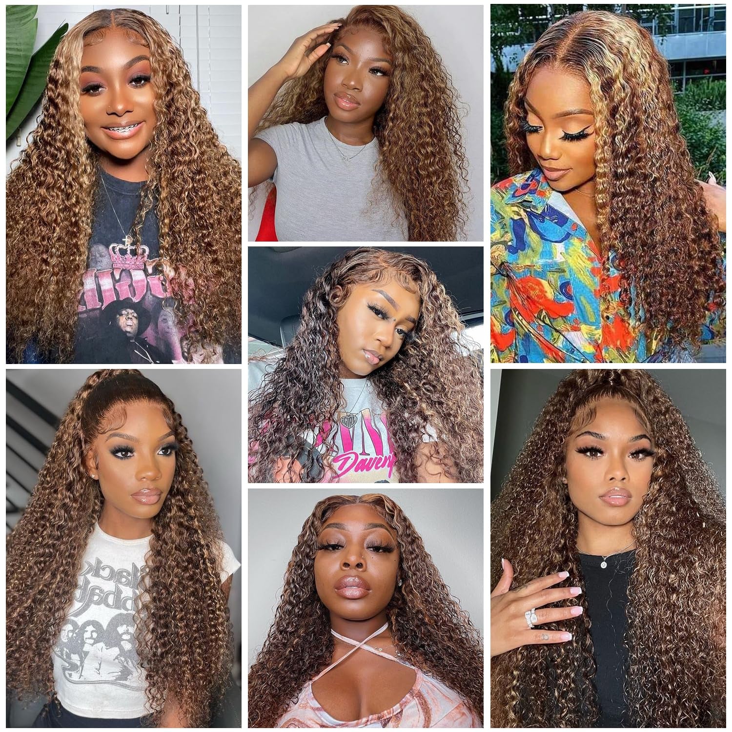 26 Inch 13X6 Highlight Ombre Deep Wave Lace Front Wigs Human Hair Pre Plucked #4/27 Colored Glueless Wigs Water Wave Honey Blonde Curly Lace Frontal Wigs Human Hair for Women