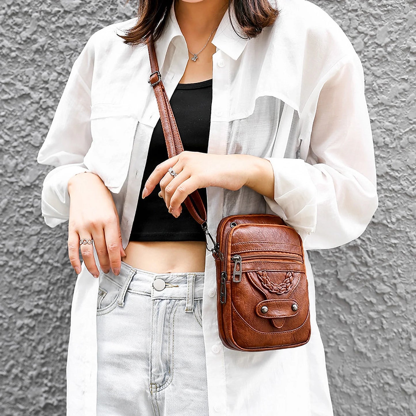 Crossbody Bags for Women Trendy Women Soft Leather Shoulder Handbag Multi Pocket Crossbody Bag Ladies Purses Fashion Tote Top Handle Satchel Beach Bag on Clearance